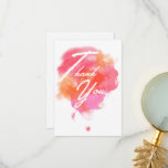 Modern, watercolor pink orange thank you card