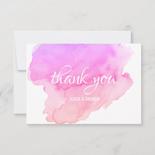 Modern Watercolor Pink Peach THANK YOU