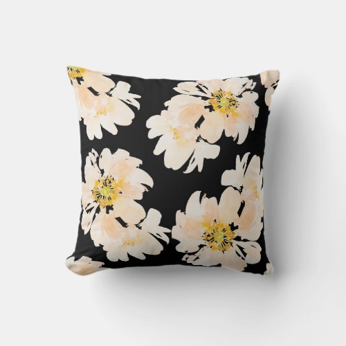 Modern Watercolor Pink Peony floral Throw Pillow
