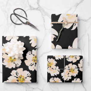 Modern Watercolor Pink Peony floral Wrapping Paper Sheets