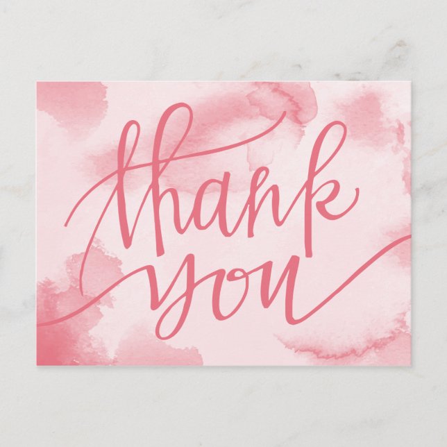Modern  Watercolor Pink | Thank You Postcard (Front)