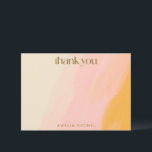 Modern Watercolor Pink Yellow Custom Bat Mitzvah Thank You Card<br><div class="desc">Modern Boho Watercolor Pink Yellow Bat Mitzvah Personalized Thank You Card</div>