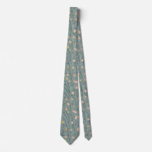 Modern watercolor  pink yellow florals4 neck tie