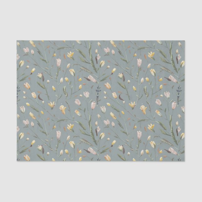 Modern watercolor  pink yellow florals tissue paper (Front)
