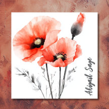 Modern Watercolor Poppy Floral