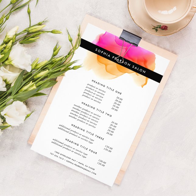 Modern Watercolor Pricing & Services Flyer (Creator Uploaded)