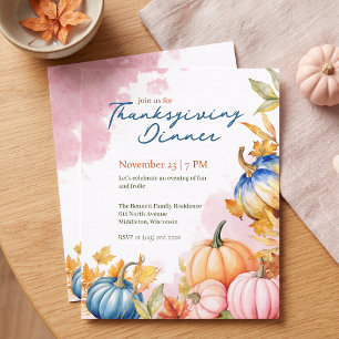 Modern Watercolor Pumpkin Friendsgiving Invitation