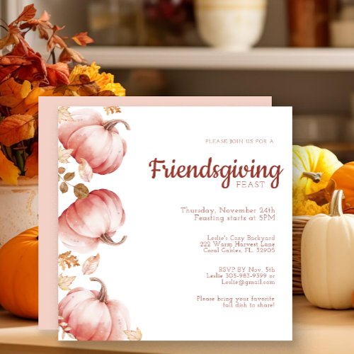 Modern Watercolor Pumpkin Friendsgiving Invitation