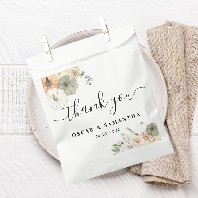 Modern Watercolor Pumpkins & Flowers  Favor Bag (Creator Uploaded)