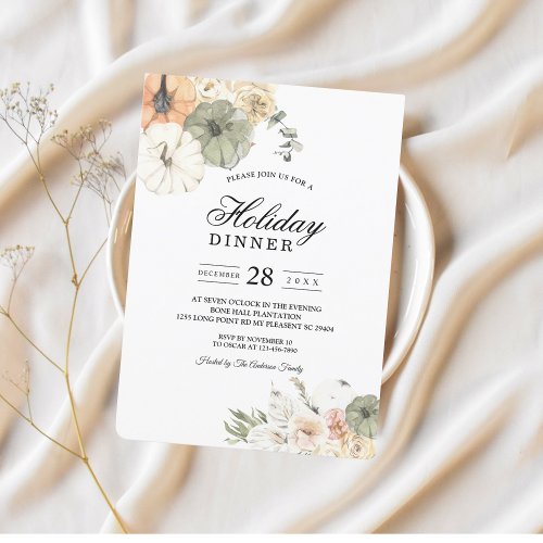 Modern Watercolor Pumpkins  Flowers  Invitation