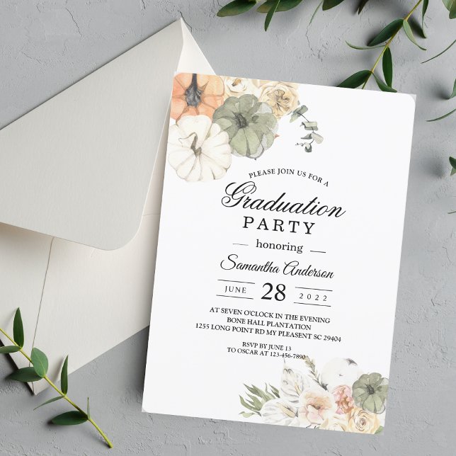 Modern Watercolor Pumpkins & Flowers  Invitation (Creator Uploaded)