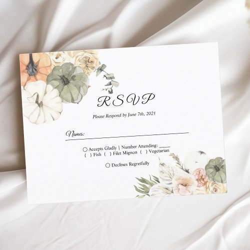 Modern Watercolor Pumpkins  Flowers  Invitation Postcard