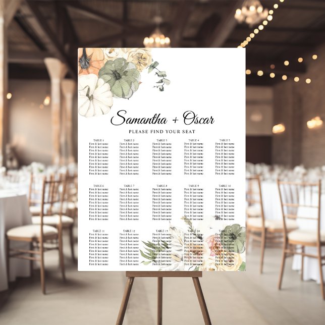 Modern Watercolor Pumpkins & Flowers  Poster (Creator Uploaded)