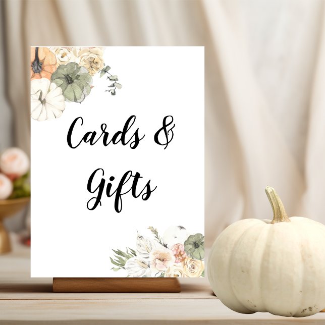 Modern Watercolor Pumpkins & Flowers  Poster (Creator Uploaded)