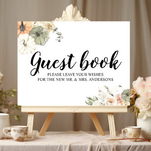 Modern Watercolor Pumpkins & Flowers Poster