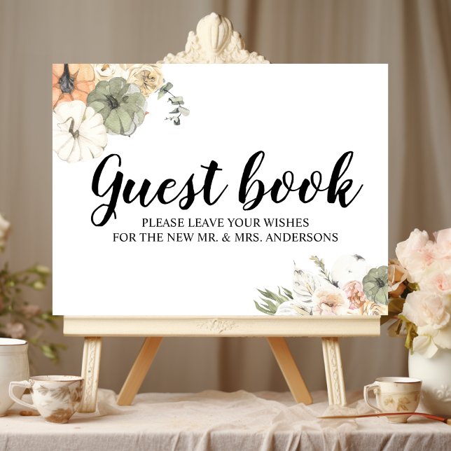 Modern Watercolor Pumpkins & Flowers  Poster (Creator Uploaded)