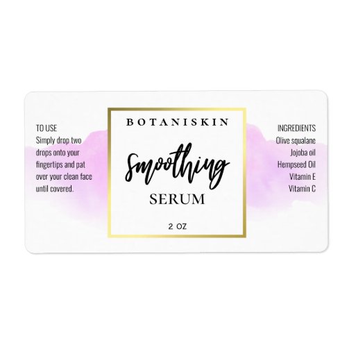 Modern Watercolor Purple And White Serum Labels