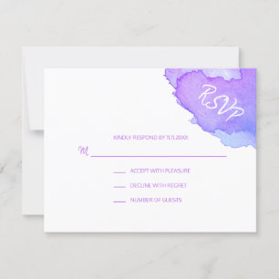 Modern Watercolor Purple Blue RSVP Insert #LC