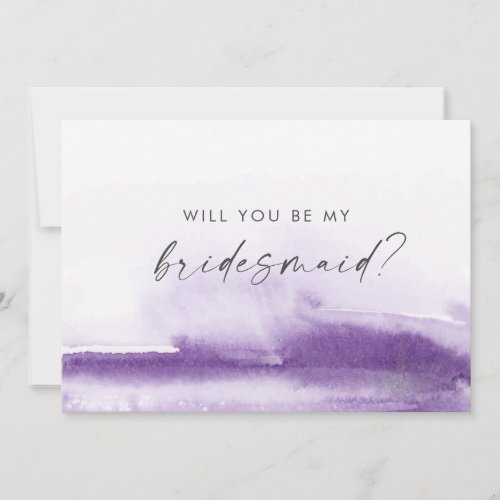 Modern Watercolor Purple Bridesmaid Proposal Card