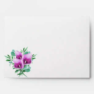 Modern Watercolor Purple Calla Lily Wedding Envelope