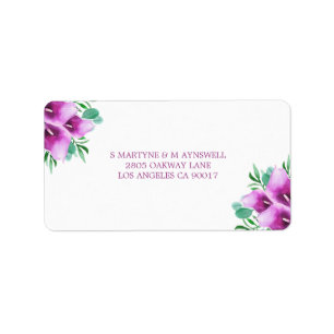 Modern Watercolor Purple Calla Lily Wedding RSVP Label