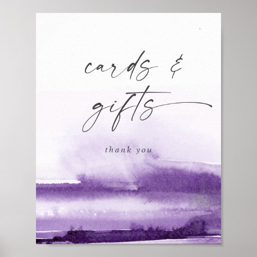 Modern Watercolor  Purple Cards and Gifts Sign