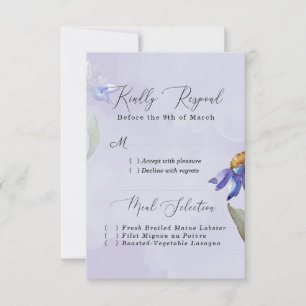 Modern Watercolor Purple Daisy Wedding / Event RSVP Card