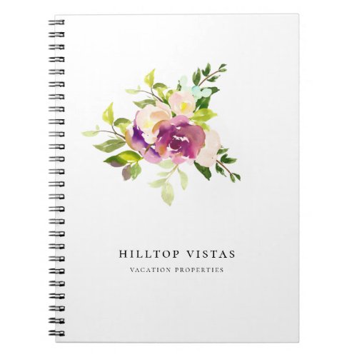 Modern Watercolor Purple Floral Notebook