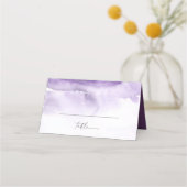 Modern Watercolor | Purple Folded Wedding Place Card (Front)