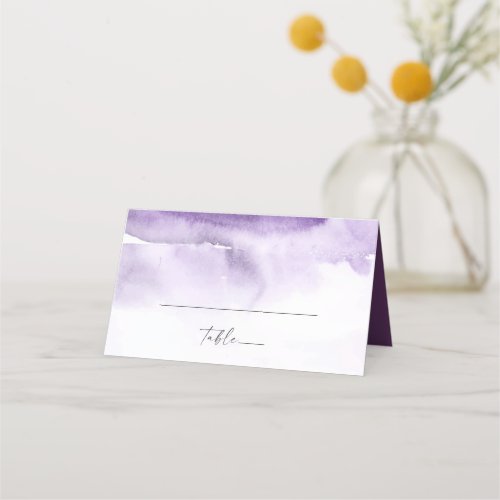 Modern Watercolor | Purple Folded Wedding Place Card