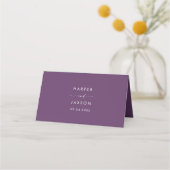 Modern Watercolor | Purple Folded Wedding Place Card (Back)