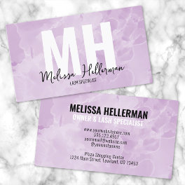 Modern Watercolor Purple Monogram Business Card