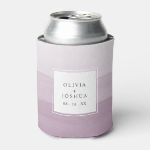 Modern Watercolor Purple Ombre Wedding Can Cooler