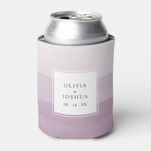 Modern Watercolor Purple Ombre Wedding Can Cooler
