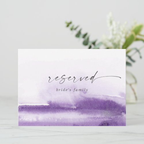 Modern Watercolor  Purple Reserved Sign