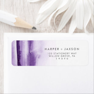 Modern Watercolor   Purple Return Address Label