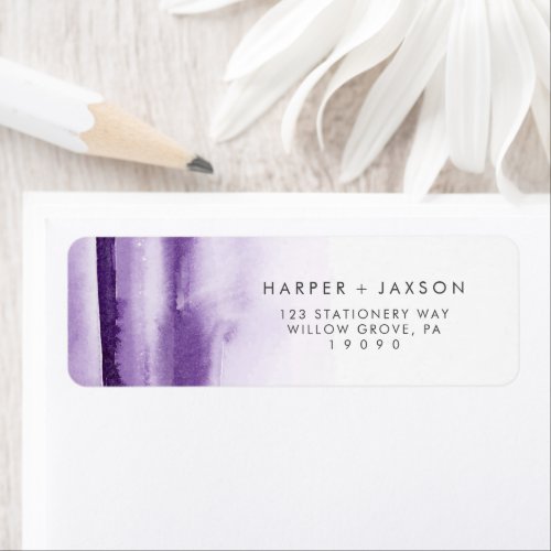 Modern Watercolor  Purple Return Address Label