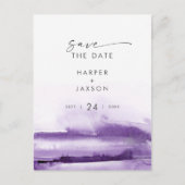 Modern Watercolor | Purple Save the Date Invitation Postcard (Front)