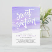Modern Watercolor Purple Sweet Sixteen Invitation (Standing Front)