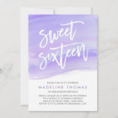 Modern Watercolor Purple Sweet Sixteen Invitation (Front)