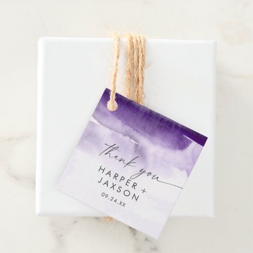 Modern Watercolor  Purple Thank You Favor Tags