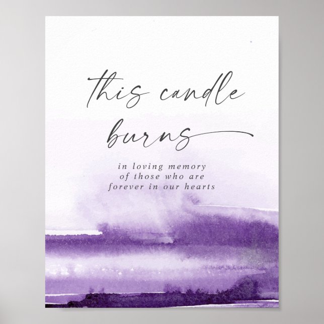 Modern Watercolor | Purple This Candle Burns Sign (Front)