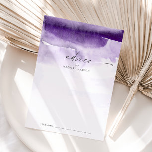 Modern Watercolor   Purple Wedding Advice Card