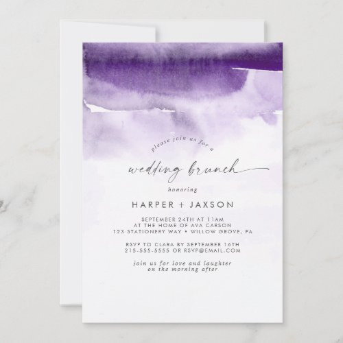 Modern Watercolor  Purple Wedding Brunch Invitation