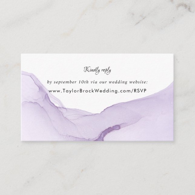 Modern Watercolor Purple Wedding Enclosure Card (Front)