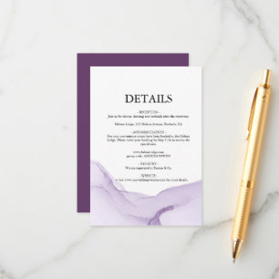 Modern Watercolor Purple Wedding Enclosure Card