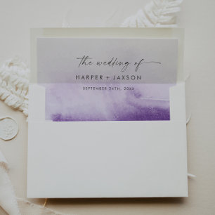Modern Watercolor Purple Wedding Envelope Liner