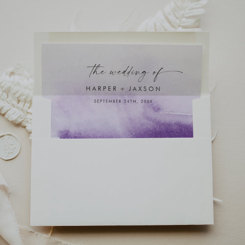 Modern Watercolor | Purple Wedding Envelope Liner