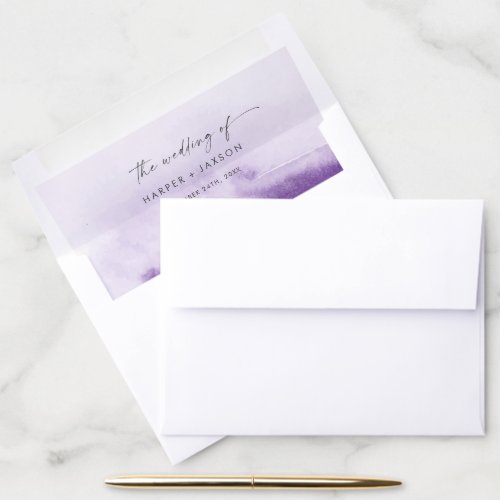 Modern Watercolor | Purple Wedding Envelope Liner