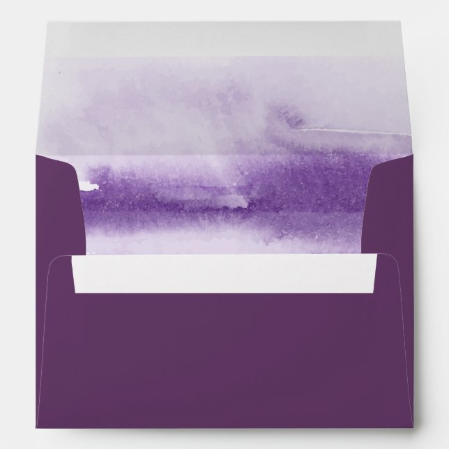 Modern Watercolor | Purple Wedding Invitation Envelope (Back (Bottom))
